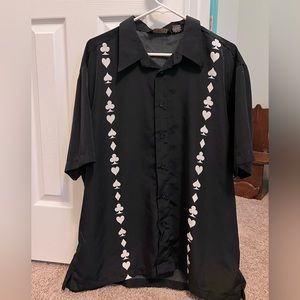 Men’s XL M.E. Sport Poker Shirt black w cards, NEW w/o tags